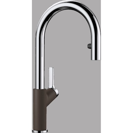 Urbena Pull Down Dual Spray Kitchen Faucet 1.5 GPM - Chrome/Cafe